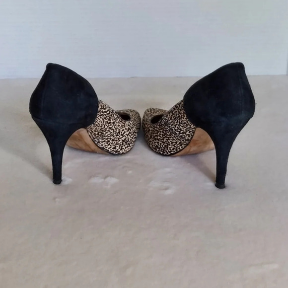 Madewell‎ Maddie Speckled Calf Hair Black Suede Pointed Toe Heels - Picture 7 of 13